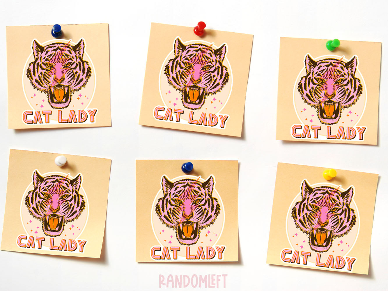 Cat Lady Sticker with Tiger & Lightning Bolt