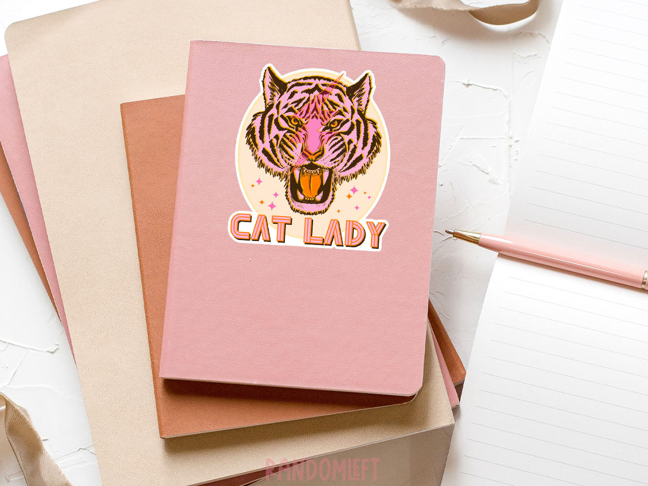 Cat Lady Sticker with Tiger & Lightning Bolt