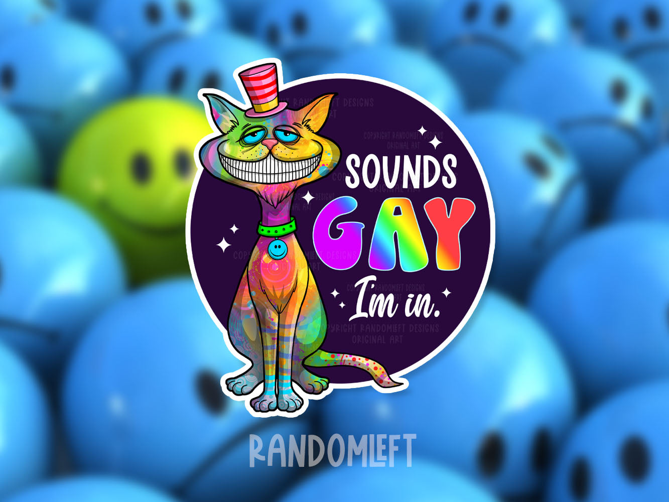 Sounds Gay LGBTQ Sticker with Rainbow Cat